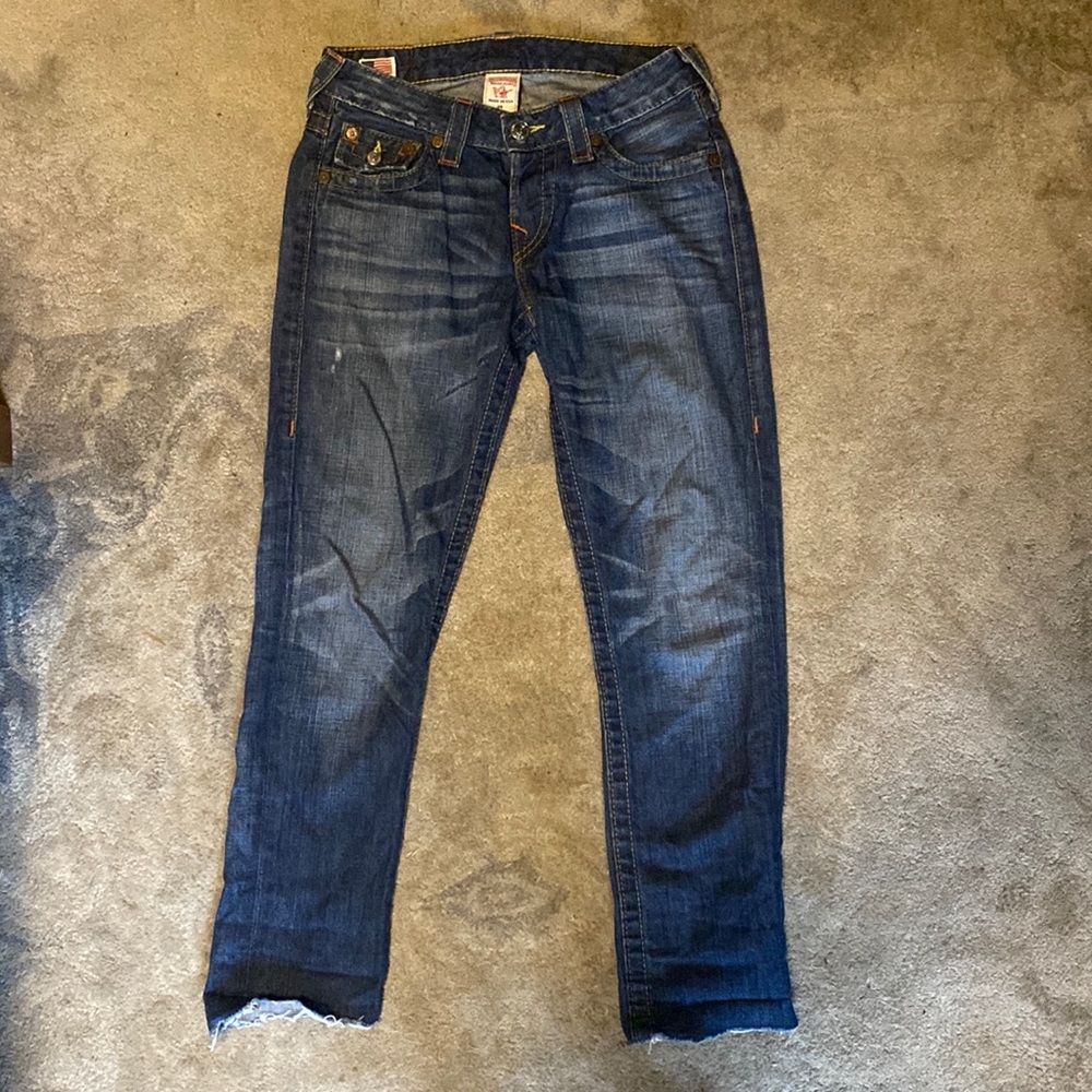True Religion Cameron Cropped Jeans, Size 24